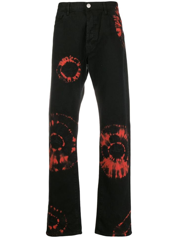 Aries Tie-dye Mid-rise Straight-leg Jeans - Black