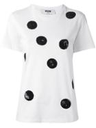 Msgm Sequin Embellished T-shirt, Women's, Size: Large, White, Cotton
