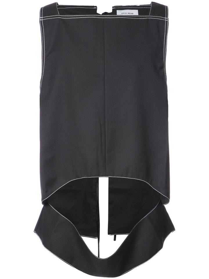 Chin Mens Cut-out Top - Black