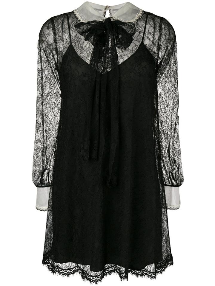 Miu Miu Lace Patterned Short Dress - Black