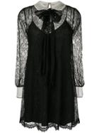 Miu Miu Lace Patterned Short Dress - Black