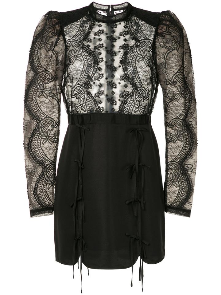 Self-portrait Lace Applique Fitted Mini Dress - Black