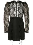 Self-portrait Lace Applique Fitted Mini Dress - Black