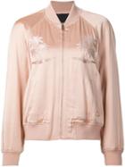 Alexander Wang Embroidered Palm Tree Bomber Jacket, Women's, Size: Small, Nude/neutrals, Polyester/spandex/elastane/viscose/wool