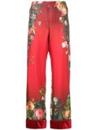 F.r.s For Restless Sleepers Floral Print Straight Trousers - Red