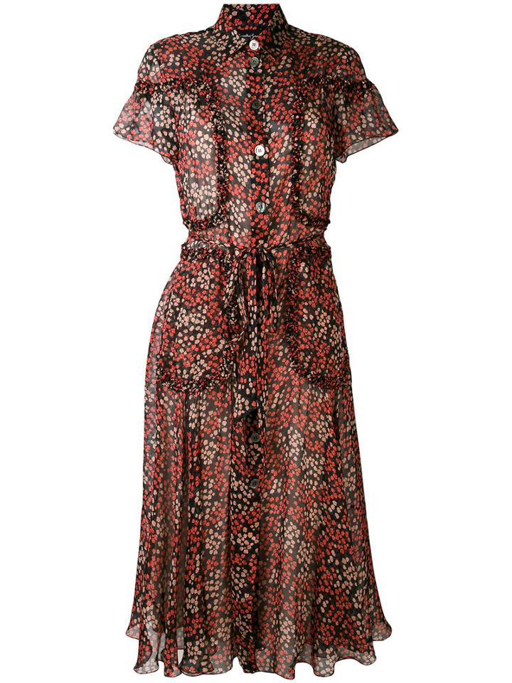 Rossella Jardini - Floral-print Dress - Women - Silk/polyester - 48, Black, Silk/polyester