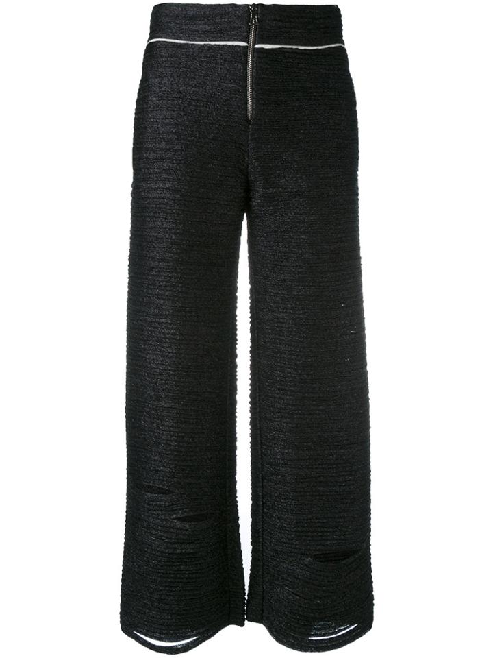 Aviù Distressed Cropped Trousers - Black