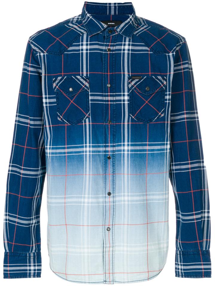 Diesel Faded Check Shirt - Blue
