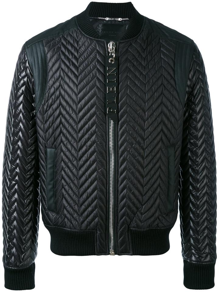 Lucky Bomber Jacket - Men - Nylon/polyamide - Xl, Black, Nylon/polyamide, Philipp Plein
