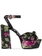 Dolce & Gabbana 105 Floral Print Flatform Sandals - Black