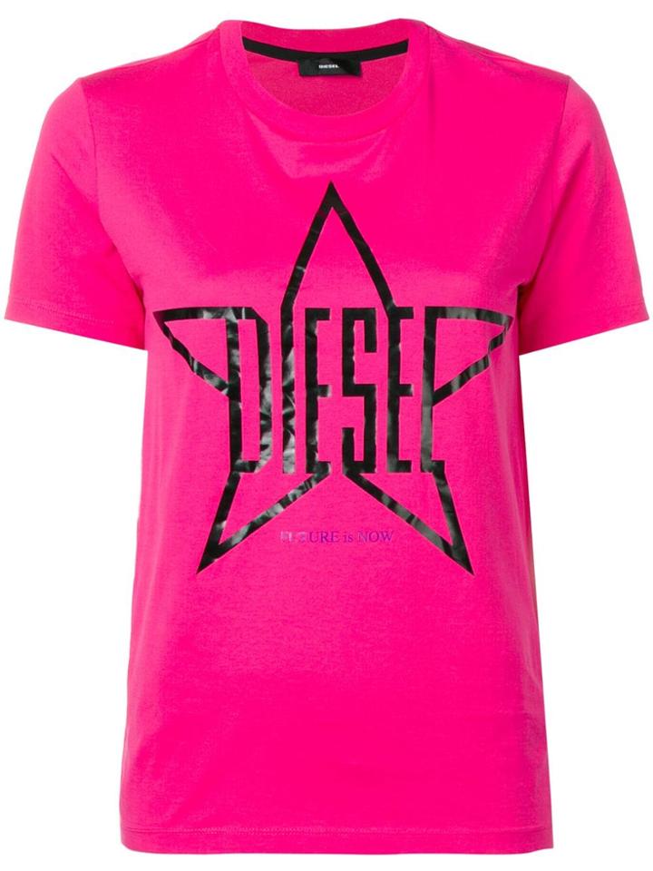 Diesel Logo Star Print T-shirt - Pink
