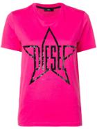 Diesel Logo Star Print T-shirt - Pink