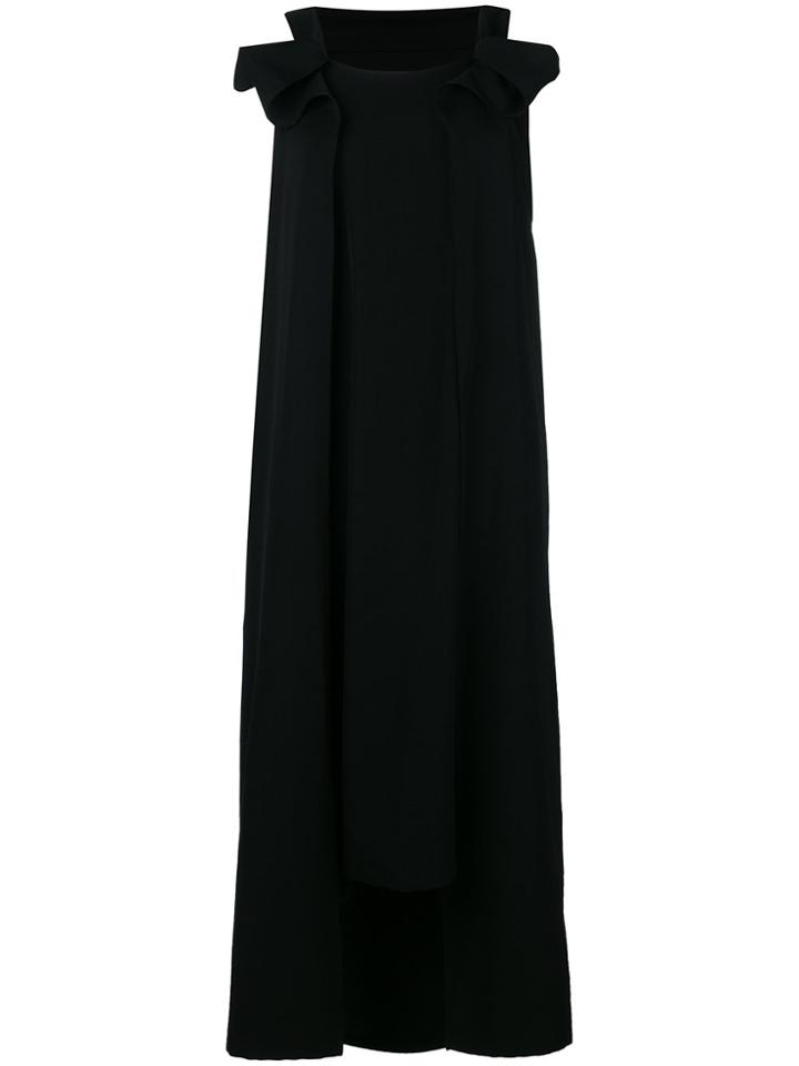 Yohji Yamamoto Cold Shoulder Trapeze Dress - Black