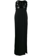 Saint Laurent Sequined Evening Gown - Black