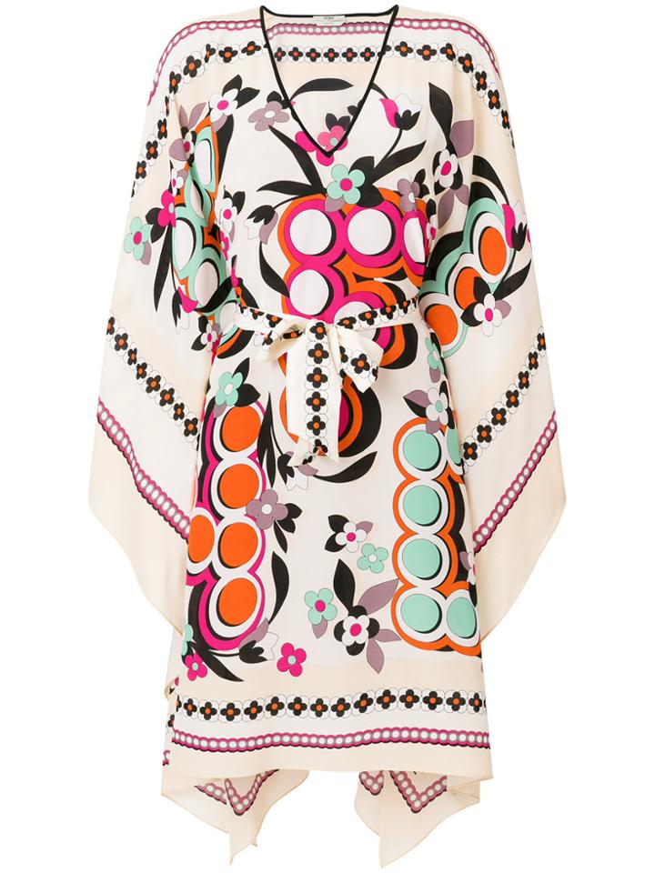 Fendi Fun Fair Print Tie Waist Kaftan Dress - Multicolour