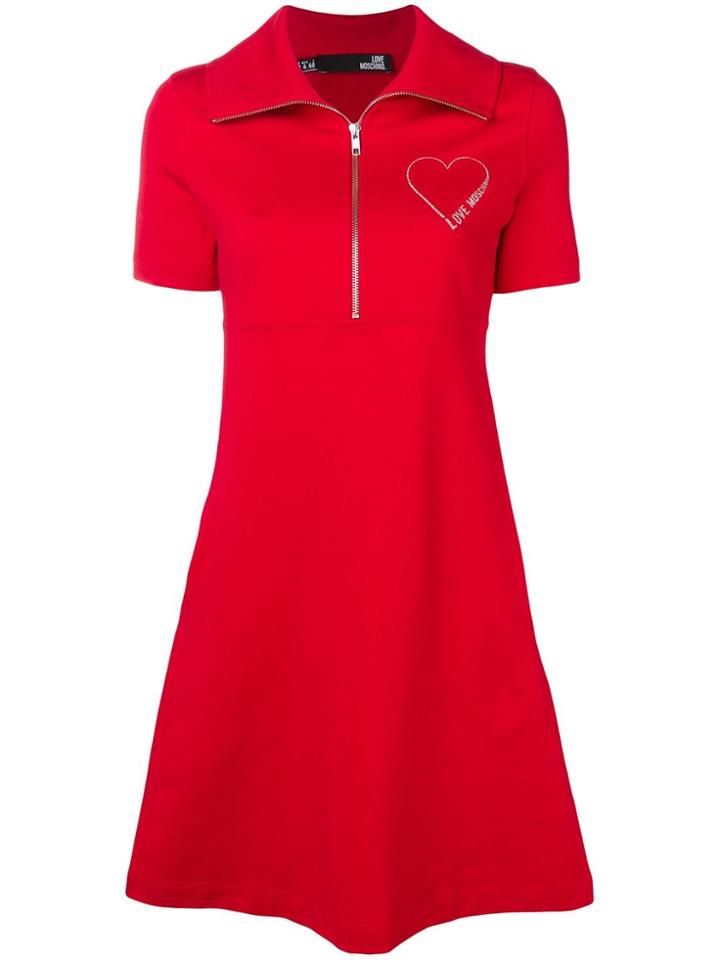 Love Moschino Polo Neck Skater Dress - Red