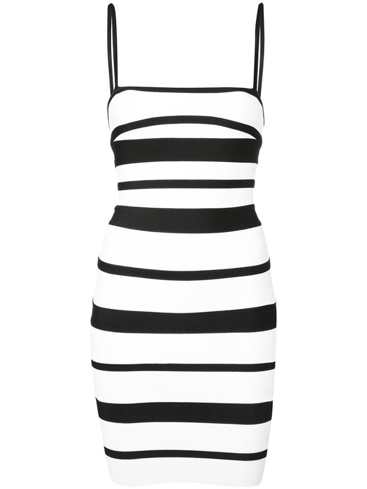 Hervé Léger Striped Strappy Mini Dress - White