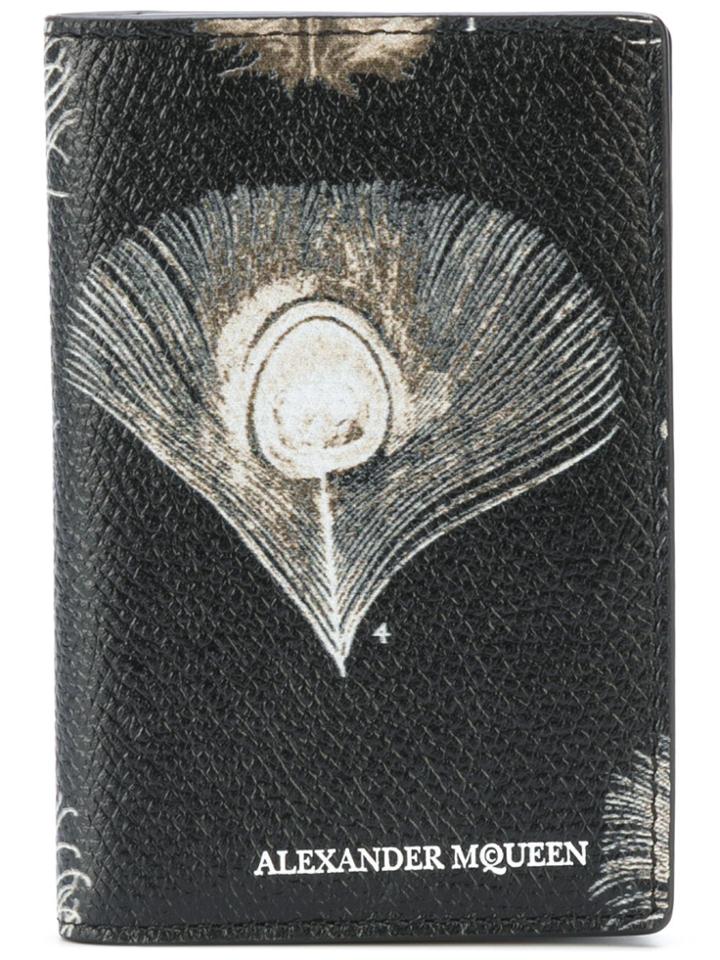 Alexander Mcqueen Peacock Feather Wallet - Black