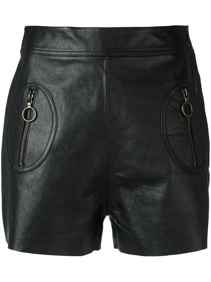 Philosophy Di Lorenzo Serafini Leather Shorts, Women's, Size: 40, Black, Goat Skin