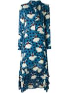 Marni Flower Print Asymmetric Dress, Women's, Size: 40, Blue, Silk