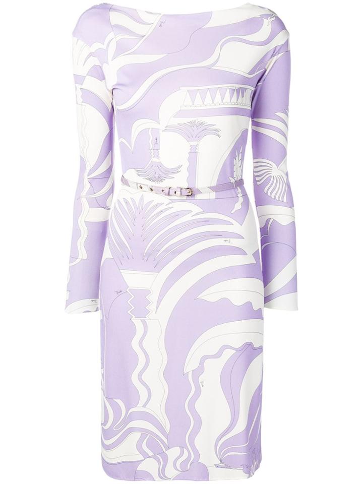 Emilio Pucci Printed Longsleeved Dress - Purple