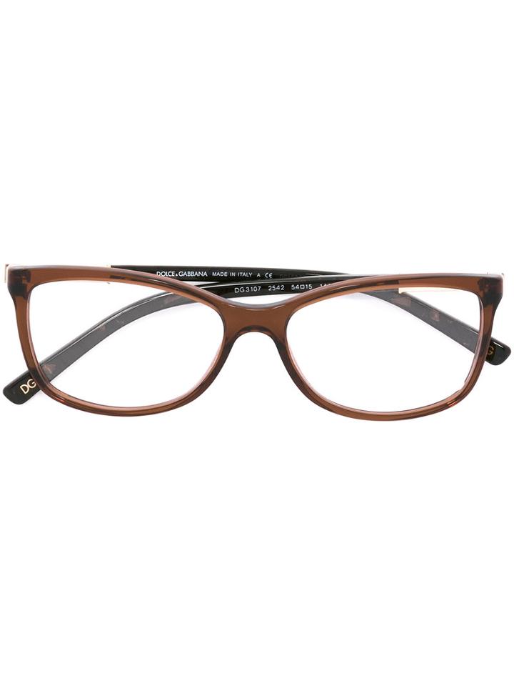 Dolce & Gabbana Rectangular Frame Glasses, Brown, Acetate/metal