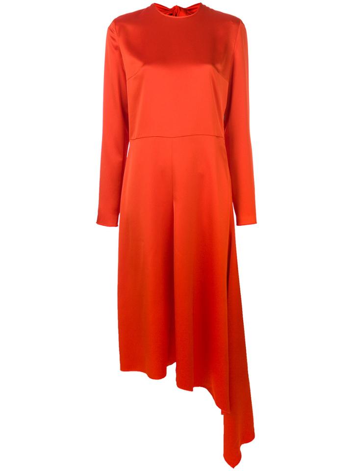 Msgm Asymmetric Hem Bow-back Dress - Red