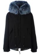 Short Parka, Women's, Size: Medium, Blue, Cotton/lamb Skin/coyote Fur/viscose, Mr & Mrs Italy