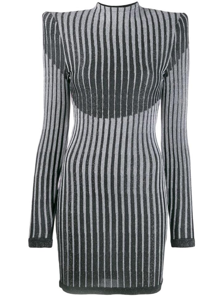 Balmain Lurex Knit Fitted Dress - Black