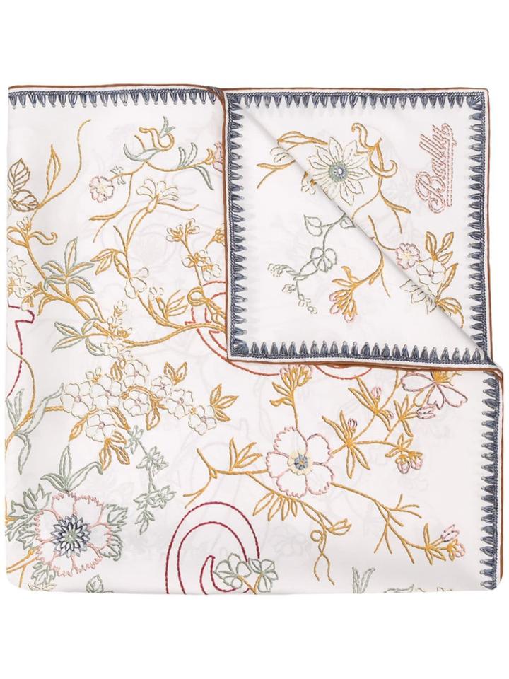 Bally Floral Embroidered Scarf - White