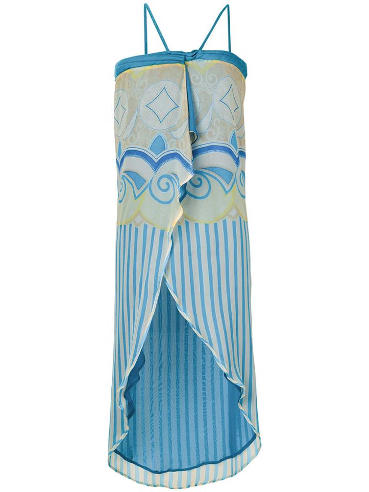 Versace Vintage Striped Wrap Dress - Blue