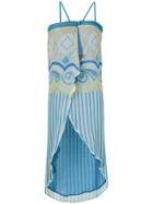 Versace Vintage Striped Wrap Dress - Blue