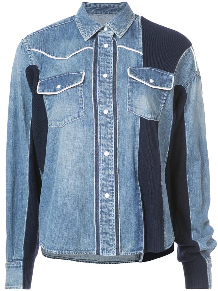 Sacai Panelled Denim Shirt Jacket - Blue