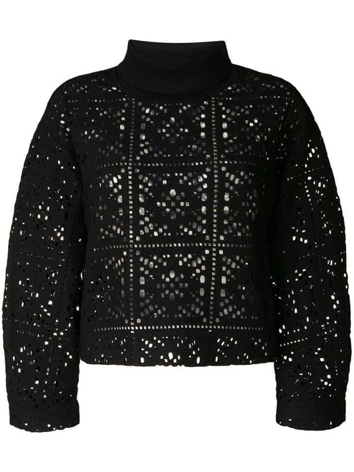 See By Chloé Perforated Turtleneck Sweater - Black