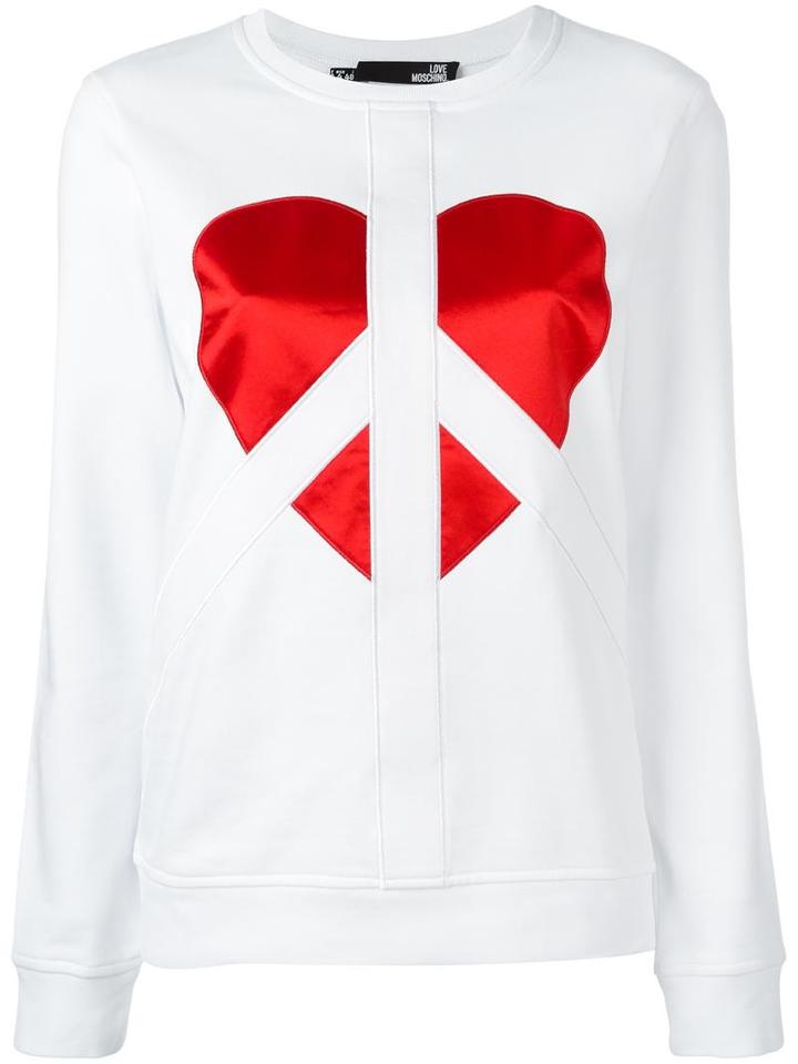 Love Moschino Heart Patch Sweatshirt, Women's, Size: 42, White, Cotton/polyester