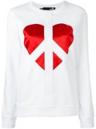 Love Moschino Heart Patch Sweatshirt, Women's, Size: 42, White, Cotton/polyester