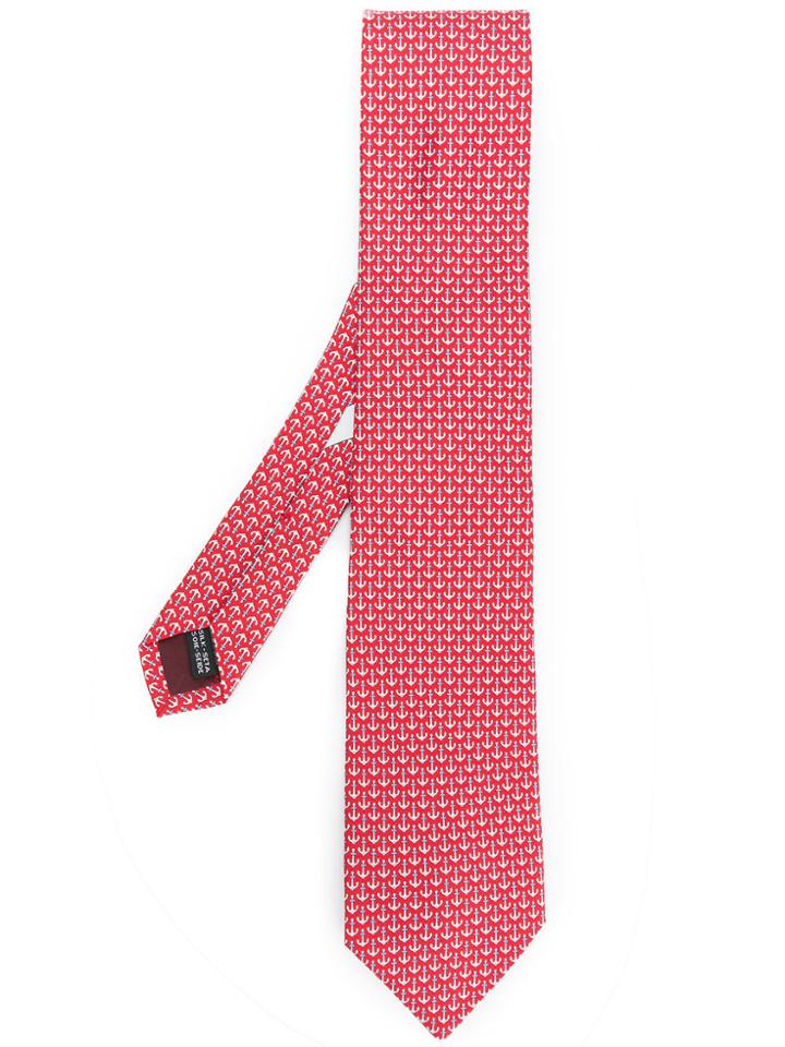 Salvatore Ferragamo Anchor Micro Print Tie - Red
