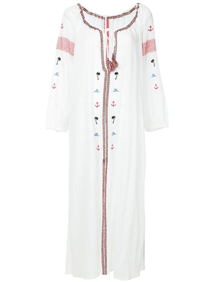 The Upside Embroidered Split Neck Maxi Dress - White