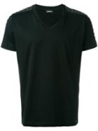 Diesel Studded Shoulder T-shirt, Men's, Size: Medium, Black, Cotton/sheep Skin/shearling