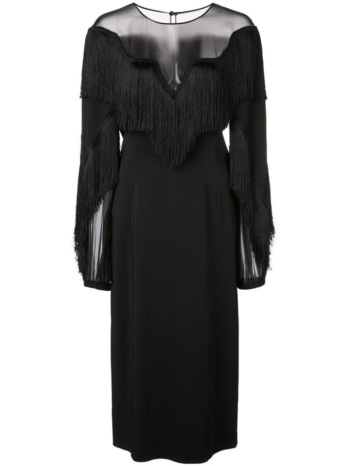 Alberta Ferretti Fringed Chest Dress - Black