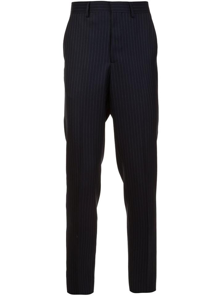 Umit Benan Pinstriped Trousers, Men's, Size: 46, Blue, Virgin Wool