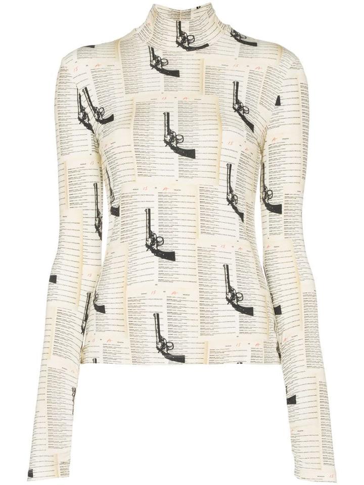 De La Vali Tallulah Gun Print Top - White