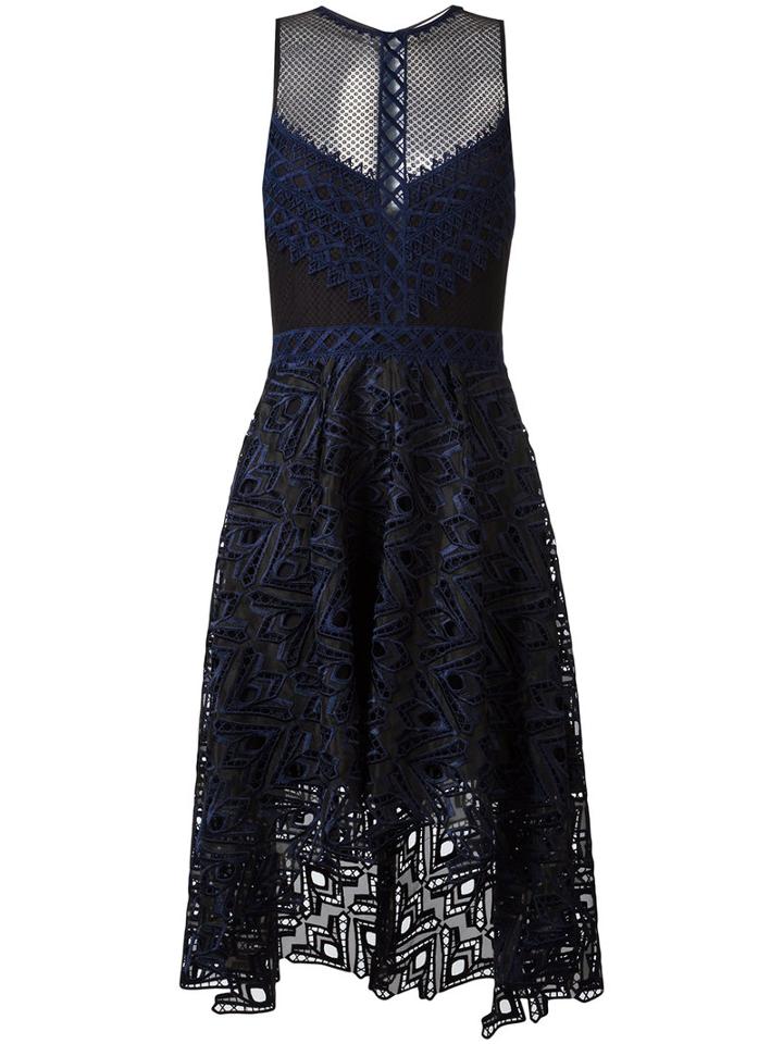 Jonathan Simkhai Cut-off Detailing Sheer Dress, Women's, Size: 6, Blue, Polyester/spandex/elastane/silk