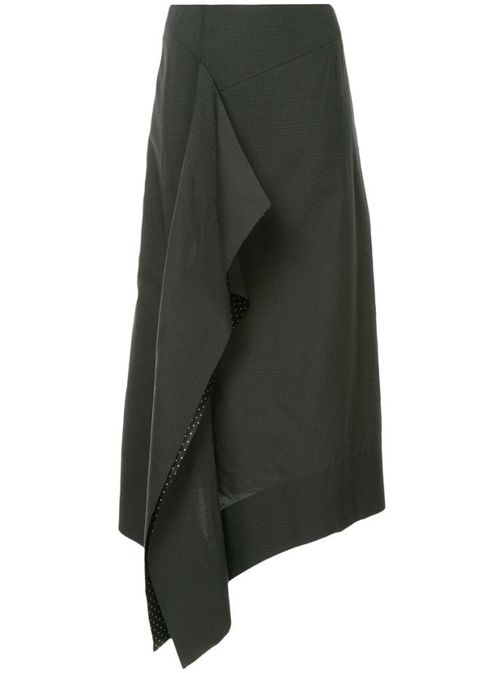 Irene Checked Asymmetric Skirt - Grey