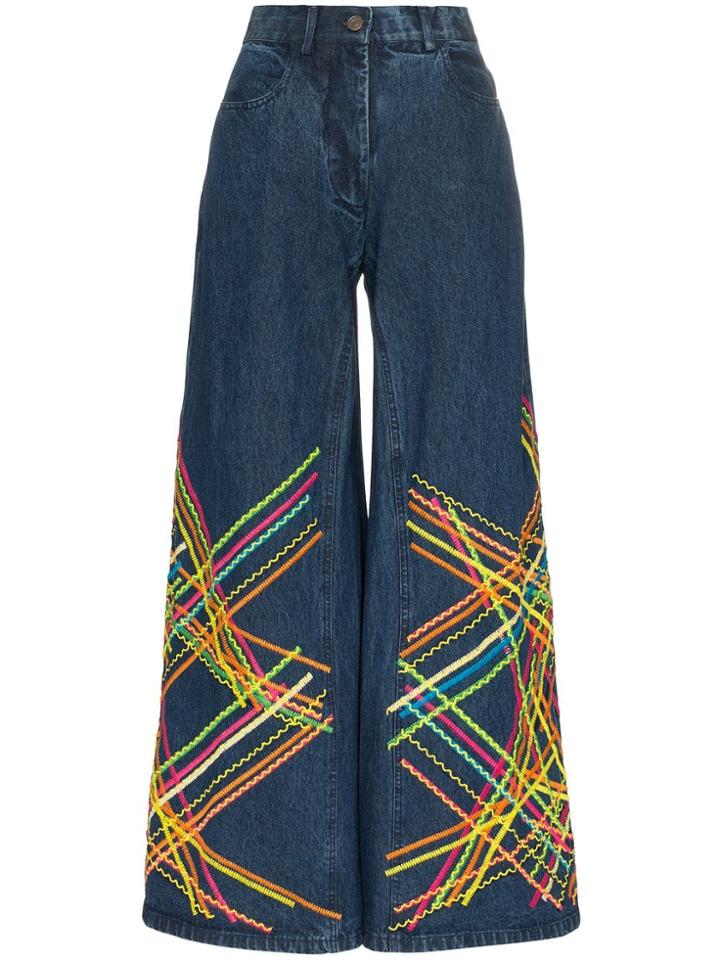 All Things Mochi Brianna Embroidered Flared Jeans - Blue