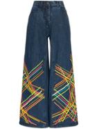 All Things Mochi Brianna Embroidered Flared Jeans - Blue