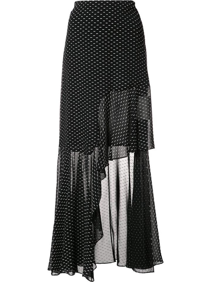 Rosetta Getty Spiral Ruffled Skirt, Women's, Size: 4, Black, Polyester/viscose