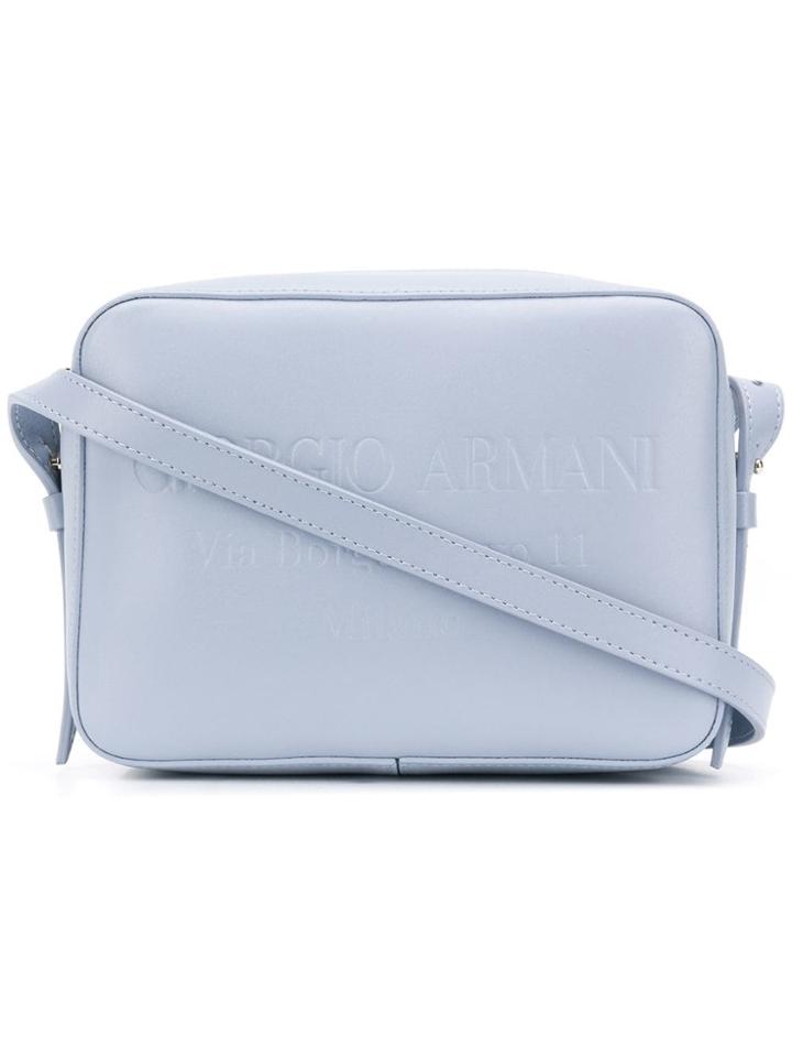 Giorgio Armani Embossed Logo Shoulder Bag - Blue