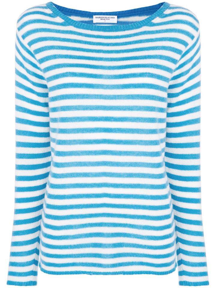 Majestic Filatures Cashmere Stripe Knitted Top - Blue