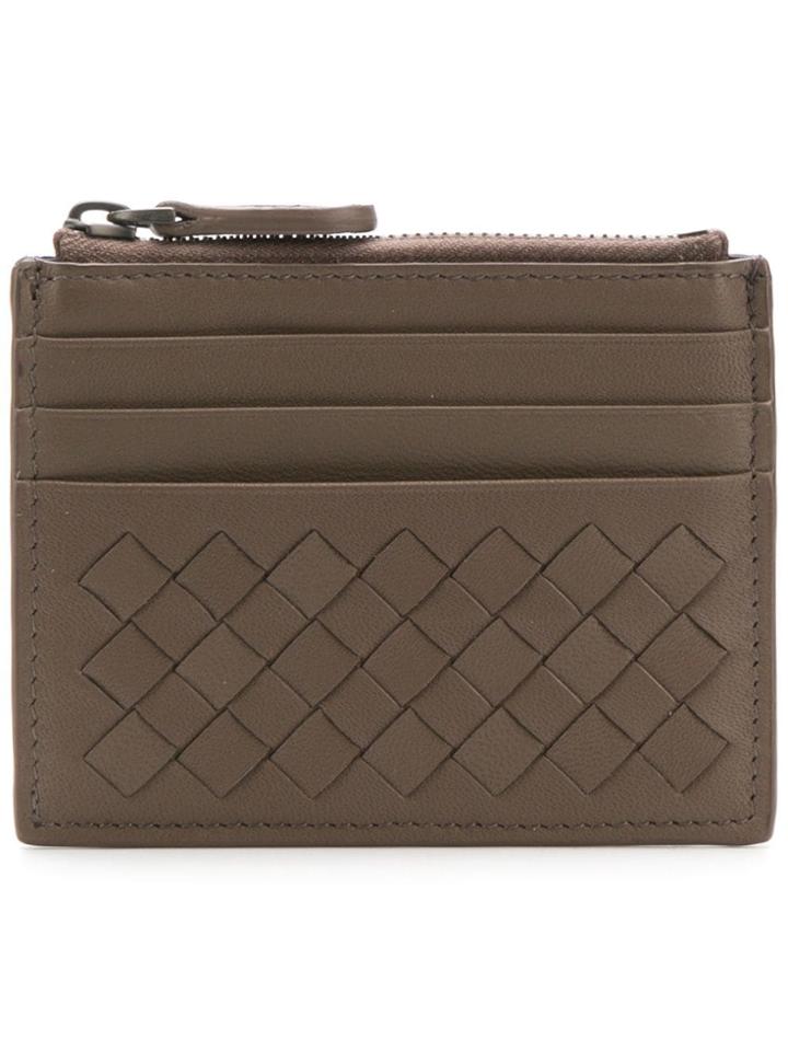 Bottega Veneta Intrecciato Zip Purse - Grey